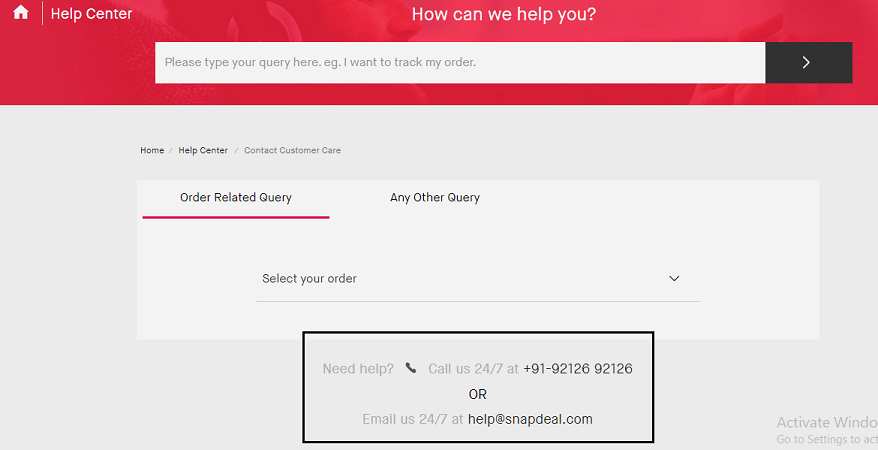 स्नैपडील कस्टमर केयर नंबर Website Helpline