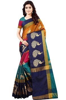 Dhruvi Trendz Soft Cotton Silk Foil Printed Saree