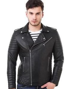 Leather Retail Mens Solid Biker Jacket