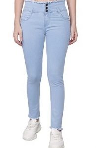 M MODDY Women's Fray Hems Slim FIT 3 Button Stretchable Ankle Length Jeans
