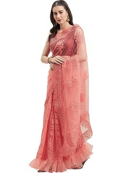 Womanista Embroidered Net Saree