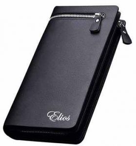 Elios Long Black Leather Wallet for Women