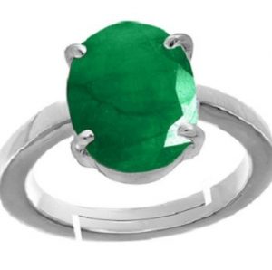 Accurate Traders 7 Ratti Panna Stone Silver Ring
