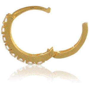 Eloish Cz Studded Pretty Metal Gold Nose Ring