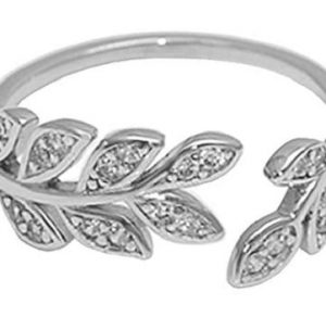 Giva 925 Sterling Silver Zircon Leaf Ring