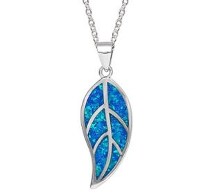 Giva Mystic Blue Leaf Pendant with Link Chain