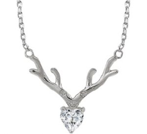 Giva Silver Zircon Deer Heart Pendant with Chain