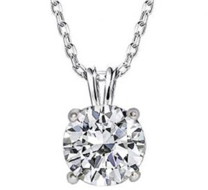 Giva Silver Zircon Solitaire Pendant With Chain