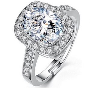 YouBella Silver Plated Solitaire Crystal Ring