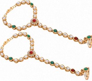 Payal Jewellers Gold Kundan Ring Bracelet