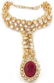 Zaveri Pearls Kundan Ring Bracelet