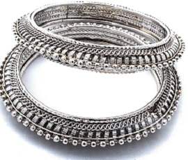 Anigalan Silver Oxidized Bracelet Bangles