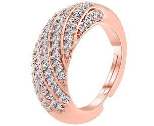 I Jewels American Diamond Adjustable Ring