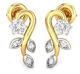Kalyan Jewellers Gold Stud Cubic Zirconia Earrings