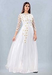 Divine Embroidery Work Semi-Stitched Gown