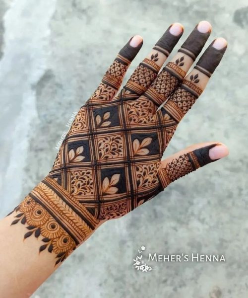 Stylish Back Hand Mehndi Design 5