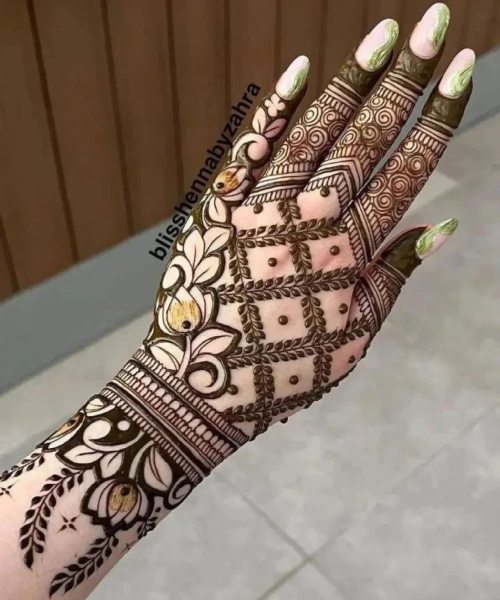 Stylish Back Hand Mehndi Design 8