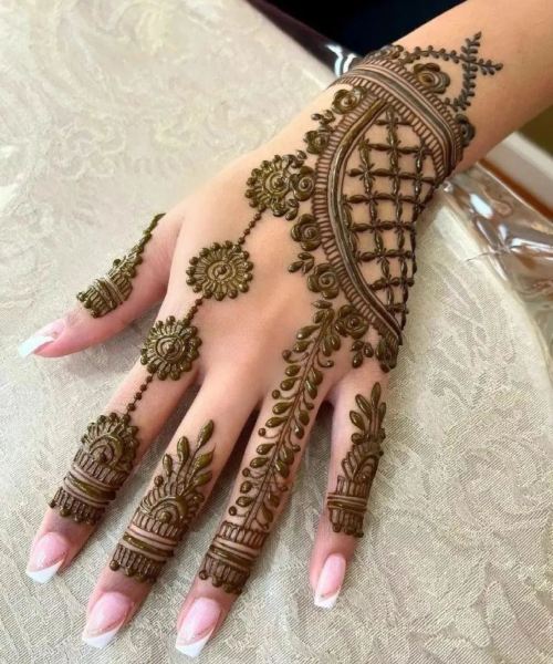 Unique Style Back Hand Mehndi 7